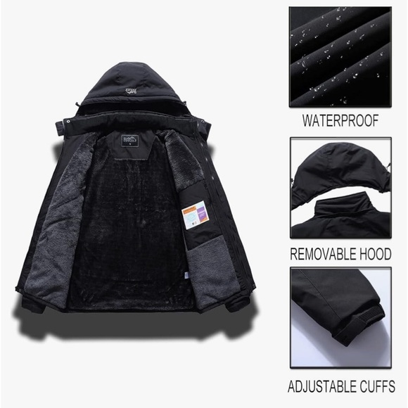Pooluly woman’s ski jacket warm winter waterproof windbreaker hooded raincoat - Picture 13 of 13